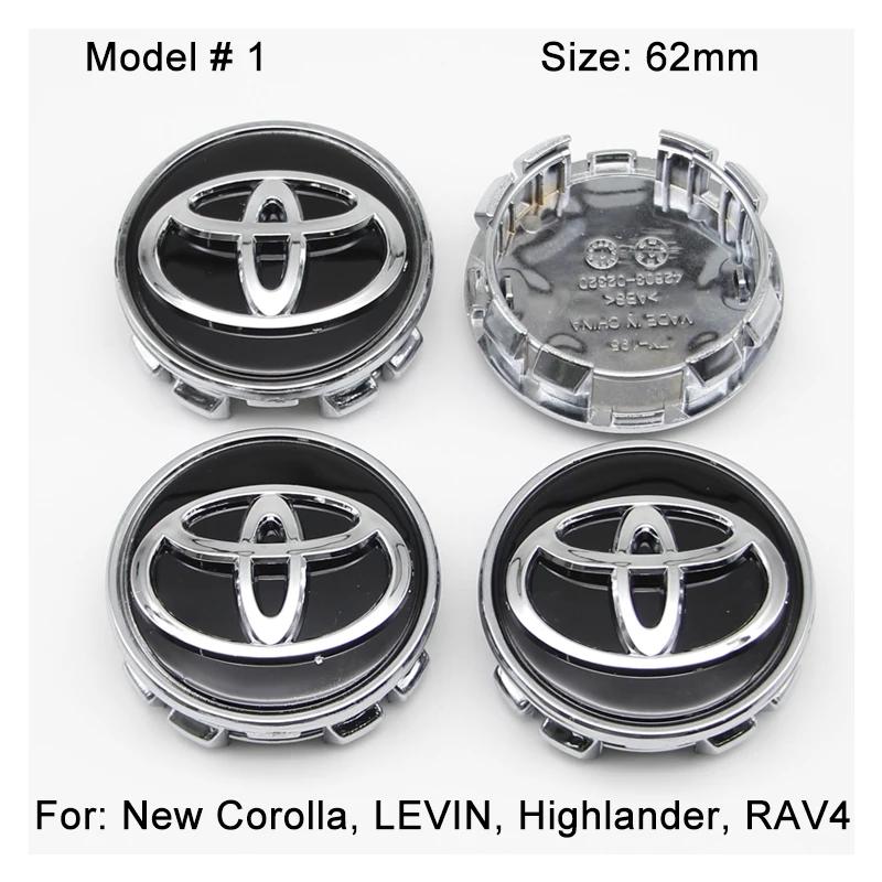 For Toyota Ca4Pcs 57/62mm Car Wheel Center Hub Cap Rim Cover For Toyota Corolla RAV4 LEVIN Yaris C-HR Camry Prado Prius Car Auto Accessories