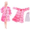 4 Pcs/Set Fur Vest Coat + Dress/Casual Outfit for 30cm 11.8 Inch Doll Clothes Accessories Plush Jacket Celebrity,Child's Gift
