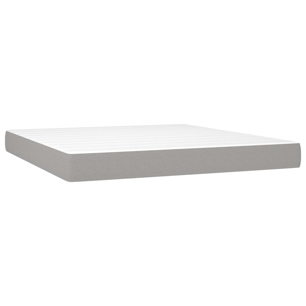 Box Spring Bed with Mattress Light Grey 160 X 200 Cm Fabric