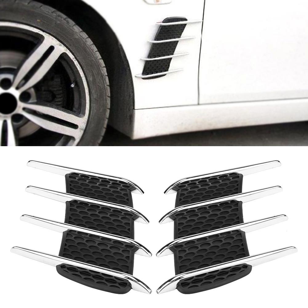Pair of Car Exterior Hood Side Air Intake Flow Vent Shark Gills Outlet Decorative Trim Sticker