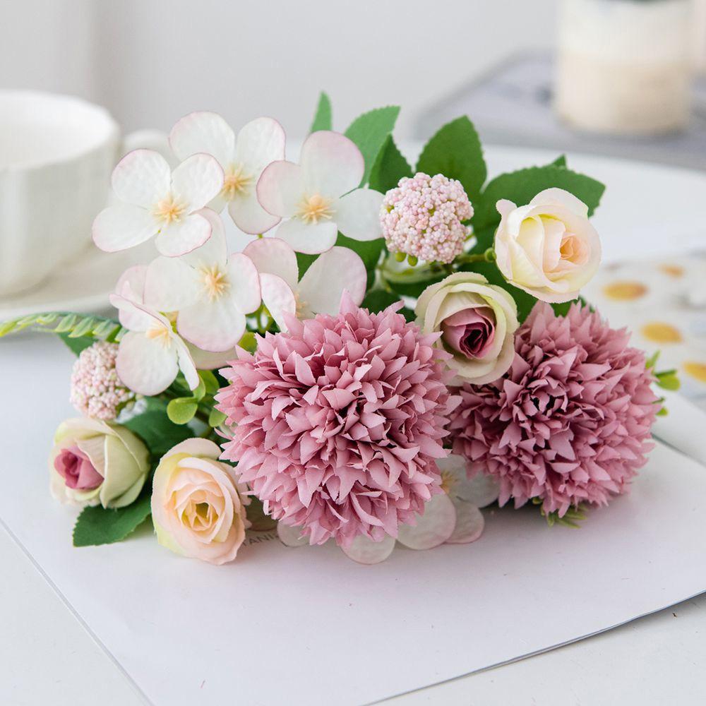 Artificial Flowers Silk Bulbous Chrysanthemum Rose Festival Wreath Wedding Bridal Bouquets Home Vase Sale Diy Gift Box Decor