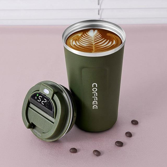 Cană de cafea Thermos 380/510 ml Sticlă de apă Afișare temperatură Baloane cu vid Tumbler termic În mașină Cupă izolată Cadou de Crăciun