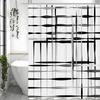Moderne Geometrische Linie Abstrakt Minimalistisch Duschvorhang, Badezimmer Dekorativer Duschvorhang, Wasserdichter Duschvorhang mit Öse