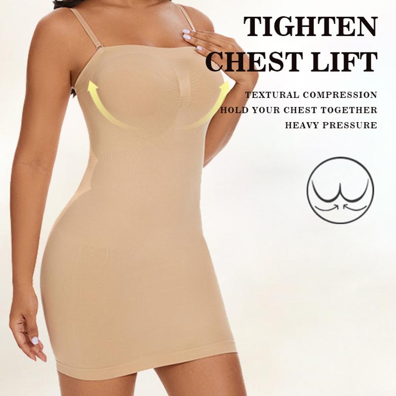 Strapless Shapewear Body Shaper for Women Tummy Control Full Slip Shapewear Under Dress Adjustable Spaghetti Strap