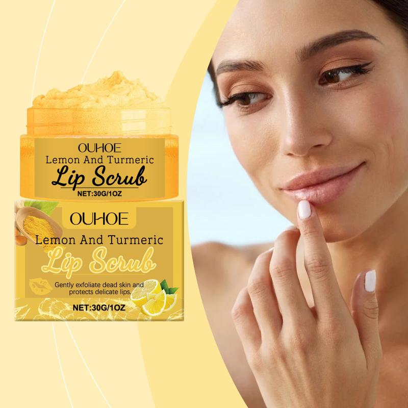 Hydrating Exfoliating Lip Scrub Turmeric Lemon Vegan Nourishing Dead Skin Care for Smooth Soft Lips