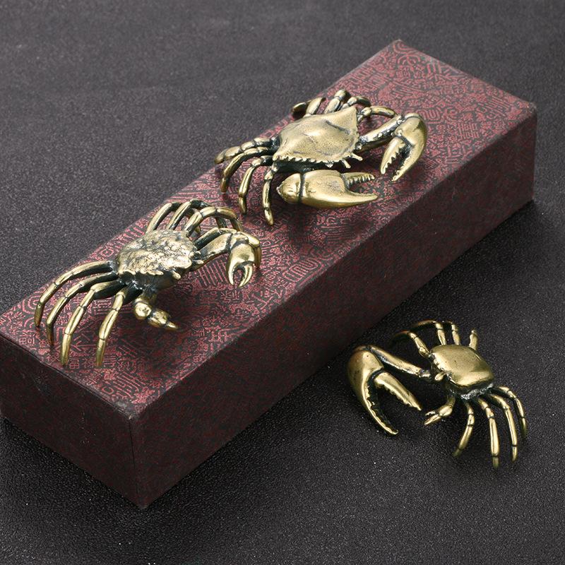 3 Styles Available Brass Crab Small Statue Ornaments Retro Animal Miniatures Figurines Office Desk Decorations Home Decor Crafts