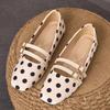 French Polka Dot Mary Jane Slip-Ons: Square Toe Double Strap Flats with Soft Sole