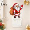 Easy Peel Stick Switch Decal Christmas Santa Claus Sticker, Light for Xmas Holiday, Removable Self-Adhesive Wall Sticker Living Room Bedroom Decor
