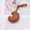 Handstitched Patchwork Croissant Key Holder Vintage Style Leather Decoration Keychain Ornament For Everyday Use