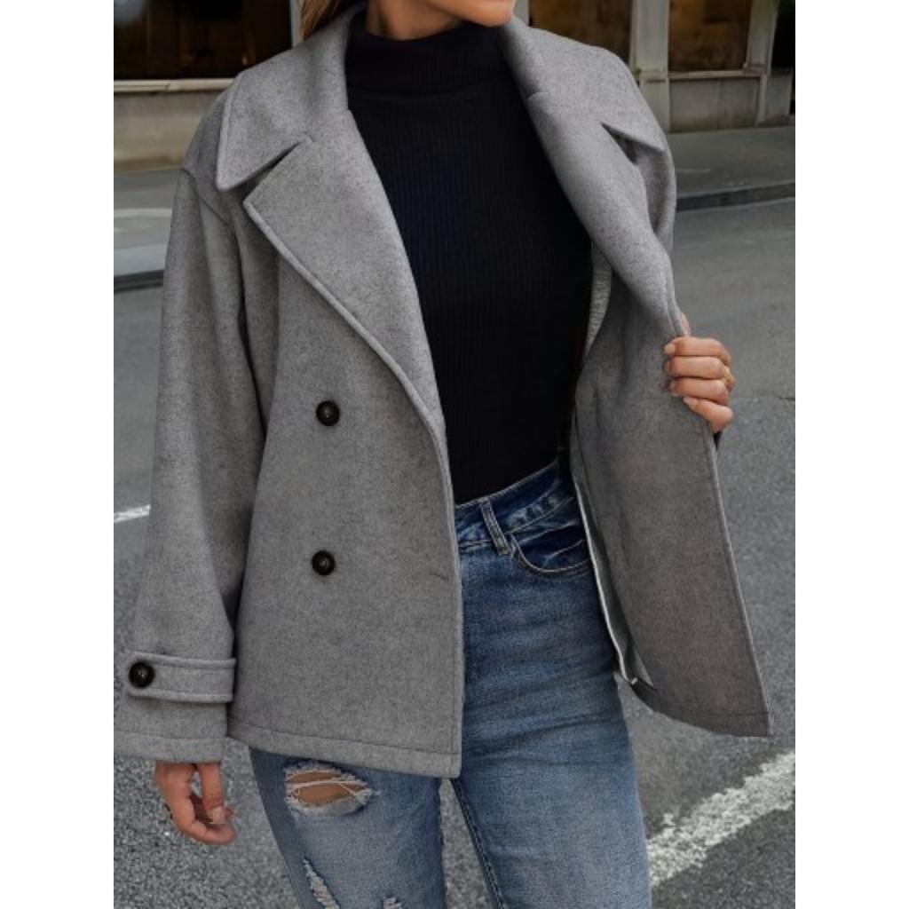 Women's Autumn Winter Wool Blazer Coat, Loose Short Versatile Woolen Outerwear For Women, European American Style Women's Fashion Coat