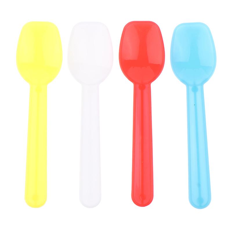 Lot de 50 cuillères à dessert en plastique pour glaces, cuillères familiales, cuillères à soupe en plastique, cuillères de dégustation mignonnes, idéales pour les couverts de fête