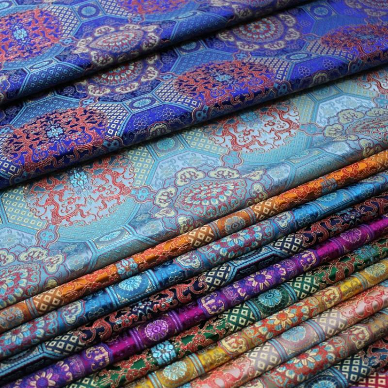 100x75cm Chinese Mongolia Garment Fabric, Decorative Costume Robe, Manual Jacquard Brocade, Antique Silk Cloth