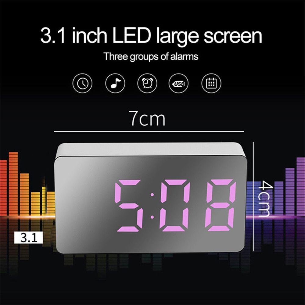 Multifunctional Display Time USB Digital Alarm Clock Mirror Clock Snooze LED Display