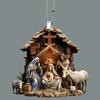 Nativity Scene 2D Acrylic Nativity Scene Pendant Creative Multi Scene 2D Christmas Hanging Pendant Double Side