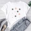 (Asian Size) Women Fashion T Shirt Leopard Star Woman Female T Clothing Short Sleeve Print Tee Top Graphic T-shirts