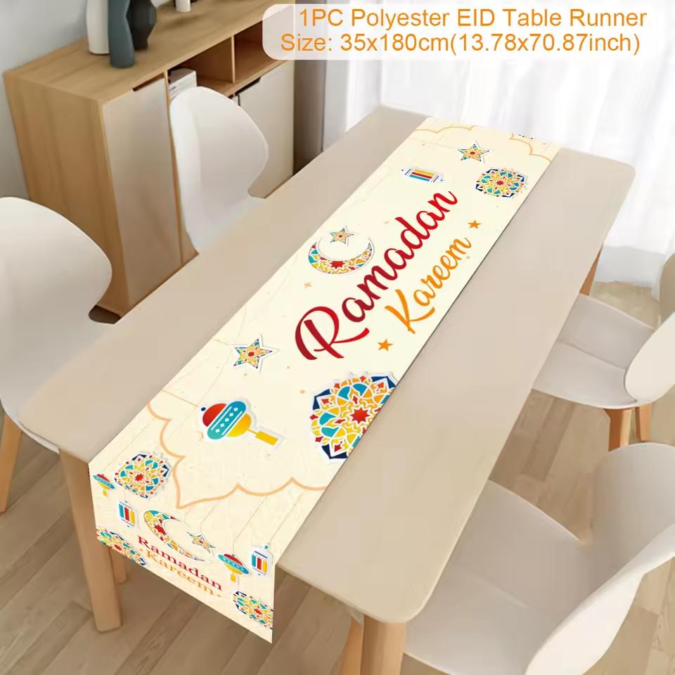 Bieżnik na stół Ramadan Dekoracja Eid Mubarak 2026 do domu Ramadan Kareem Ramadan Mubarak Islamska Muzułmańska Impreza Eid Al-Fitr Prezenty