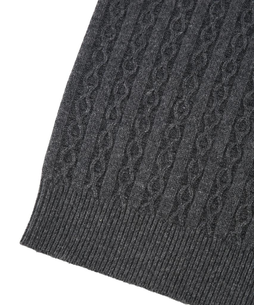 IL CORSO Wool Blend Cable Round Neck Knit Charcoal Grey