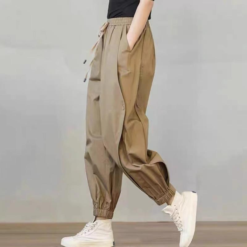 Plus Size Women's Spring and Autumn Cotton and Linen Pants Casual Women's Harem Pants