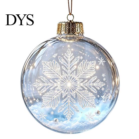 Festive Party Decorations Glowing Christmas Story Ornament, Light?Up Mini Holiday Scene Hanging Ball with Warm Gift Embellishments LED Light, Clear