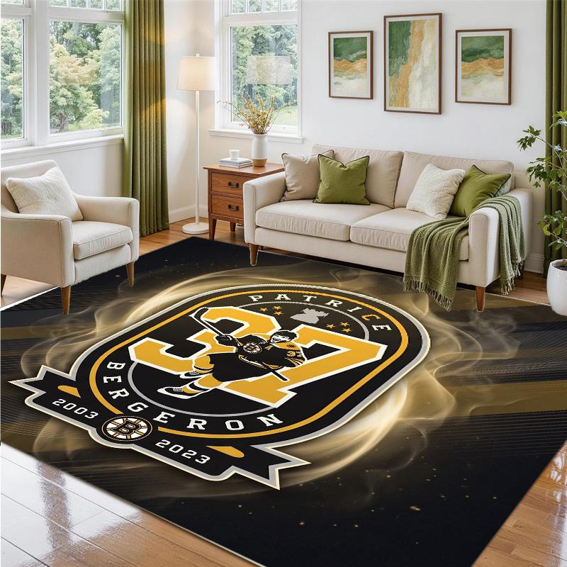 Boston Bruins Design Crystal Velvet Rug Soft Decorative Mat for Bedroom Entrance
