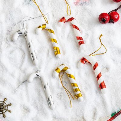 Red and White Candy Cane Christmas Tree Ornaments - Silver Gold Handmade Decorations
