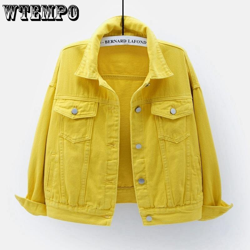 Spring New Color Denim Jacket Women's Short Korean Loose Long Sleeve Jacket Student Top