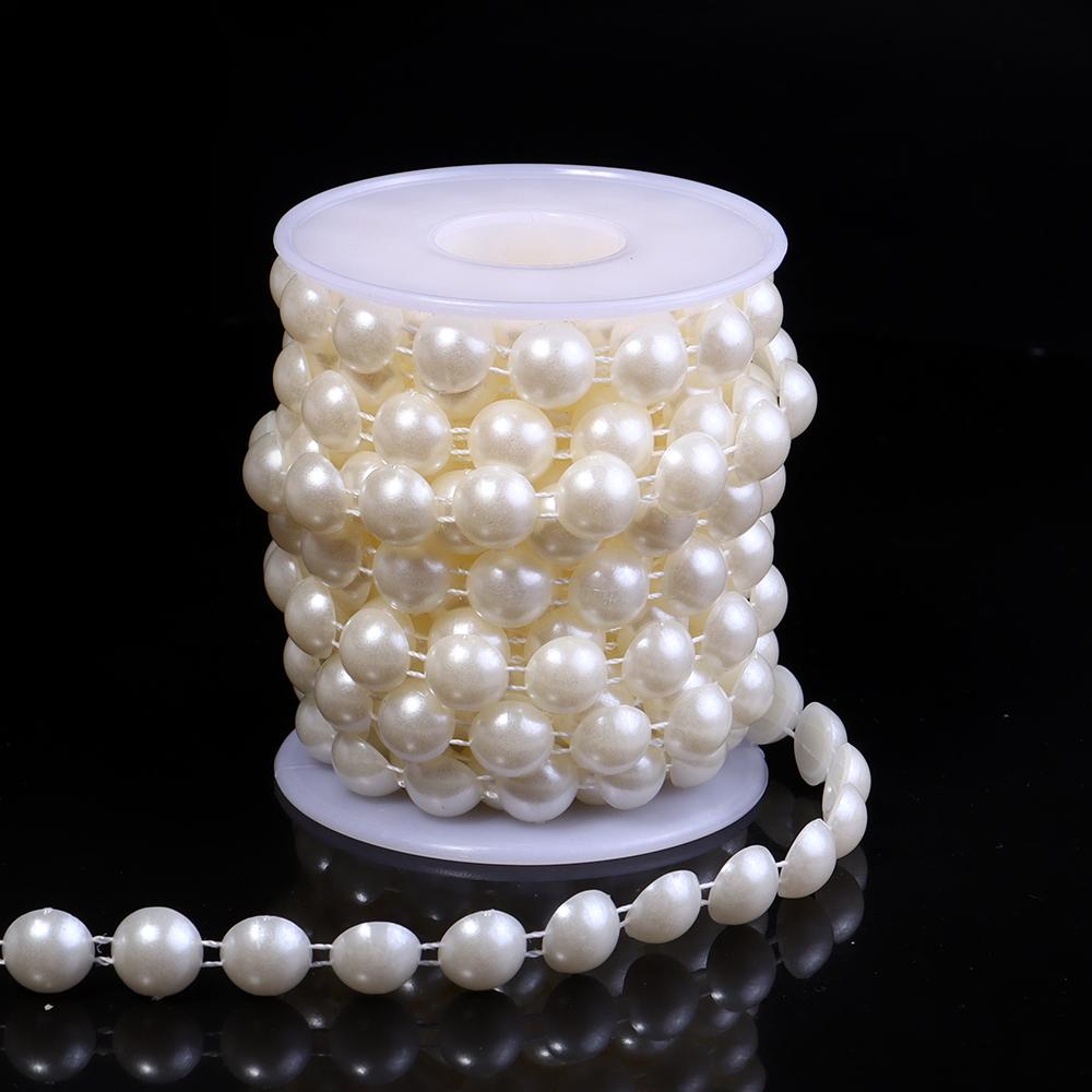 5Yards ABS Imitation Pearl Bead Chain Line Cord Thread Trim For DIY Wedding Party Decoration Jewelry Making Crafts Accessories