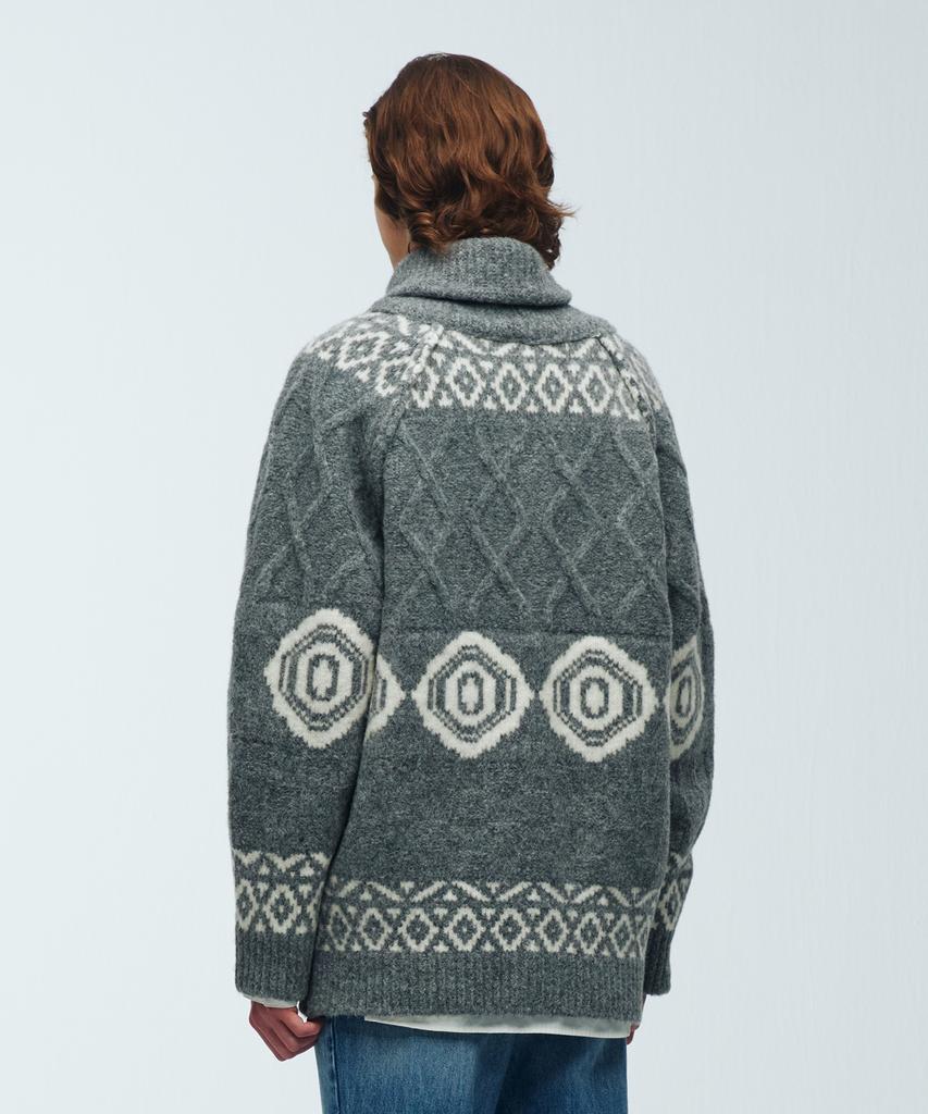 Knitted Bulky Wool Cowichan Jacket Cardigan Grey