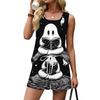 Women Summer Casual Two Piece Set Sleeveless Tank Top with Square Neck and Printed Shorts with Pockets Lightweight Lounge Wear