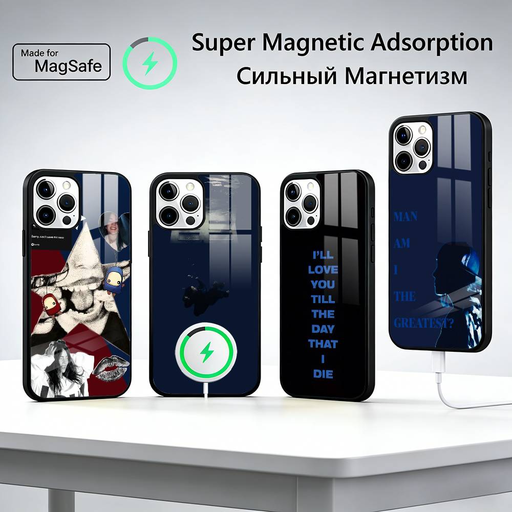 Musikerin Billie E-Eilish Handyhülle Für iPhone17,16,15,14,13,12,11 Plus,Pro Magnetisch mit Magsafe Kabelloses Laden
