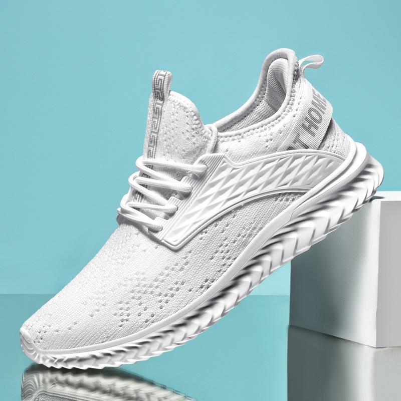 Men's sports shoes new large size casual style running shoes mesh hollow flying woven thin trendy shoes