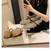 Sheepskin Version~ Leather Square Head Hollow Mesh Sandals Women's New Soft-soled Woven Sandals Mary Jane Single Shoes
