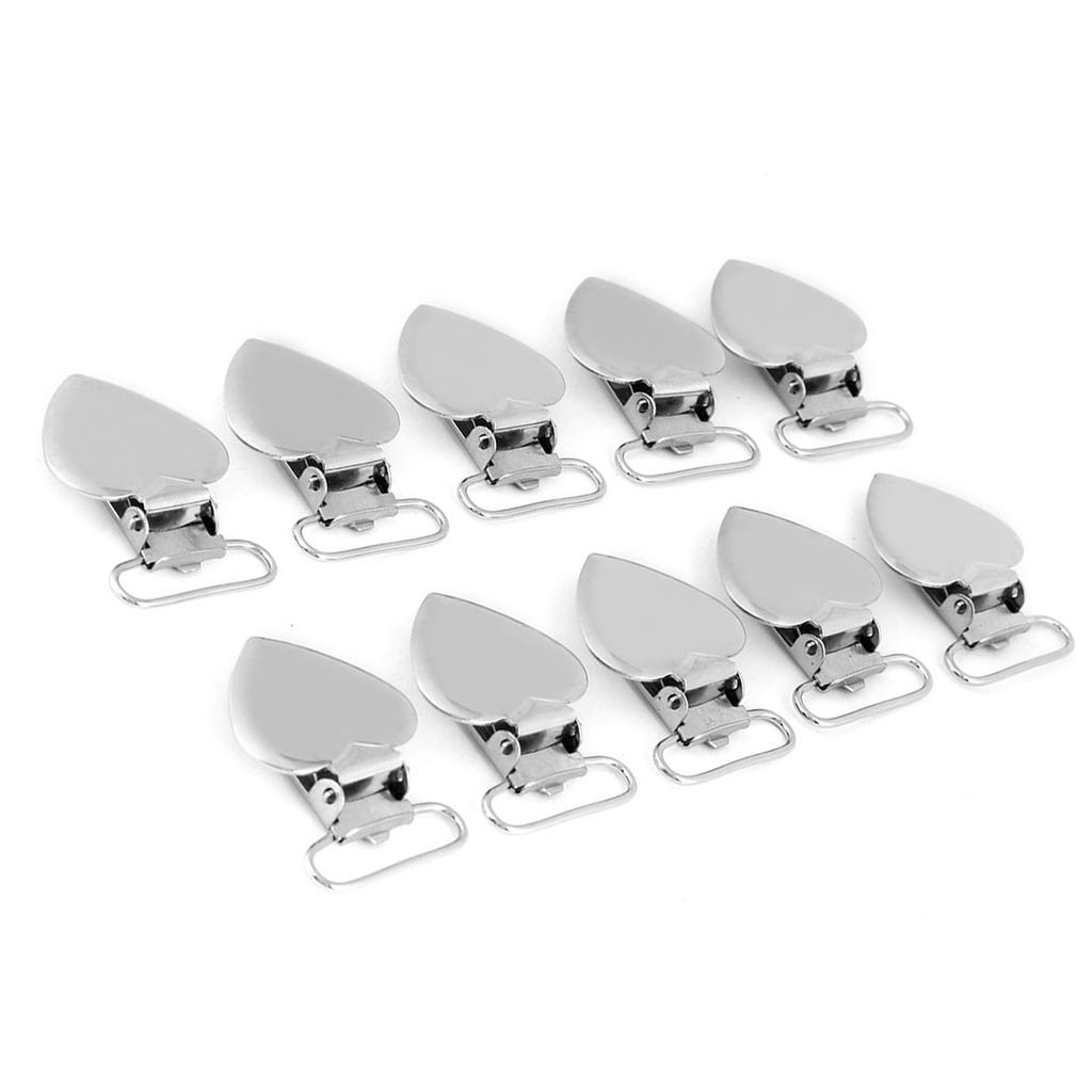 10 Pcs Metal Heart Shape Insert Pacifier Holder Suspender Clips for Home Craft