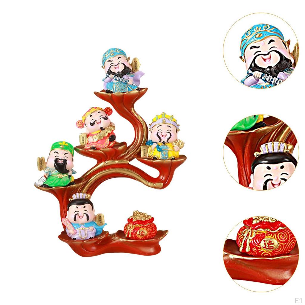 Adorable God of Wealth Figurine Chinese Style Decor for Home Or Office