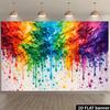 2D Rainbow Dripping Paint Wall Tapestry, Abstract Colorful Fluid Art Backdrop for Home Decor