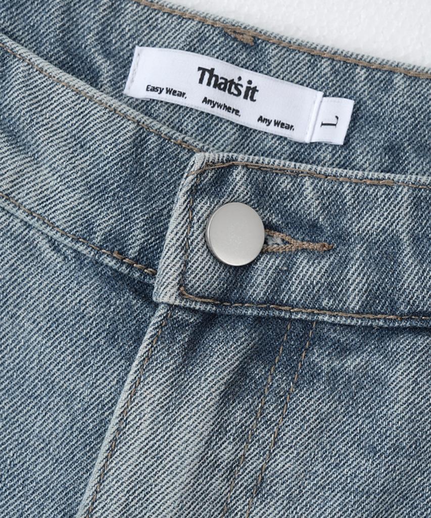 Descheuis Everyday Single-Pleat Carpenter Bermuda Denim Pants Vintage Blue (Type A)