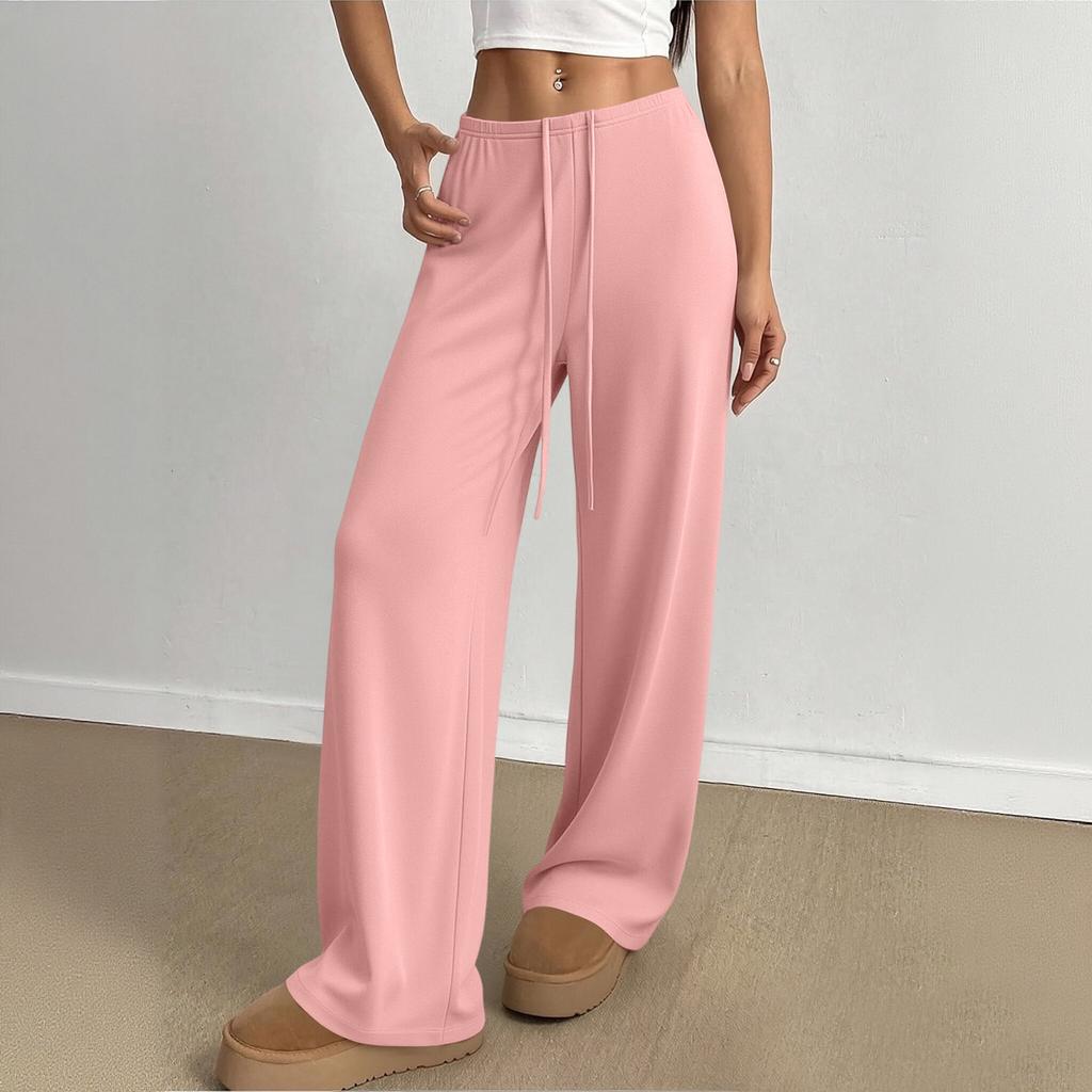 Women Loose Fit Casual Wide Leg Lounge Pants Quick Dry Soft Stretchy Yoga Trousers with Adjustable Waist Drawstring for Relaxed Comfort