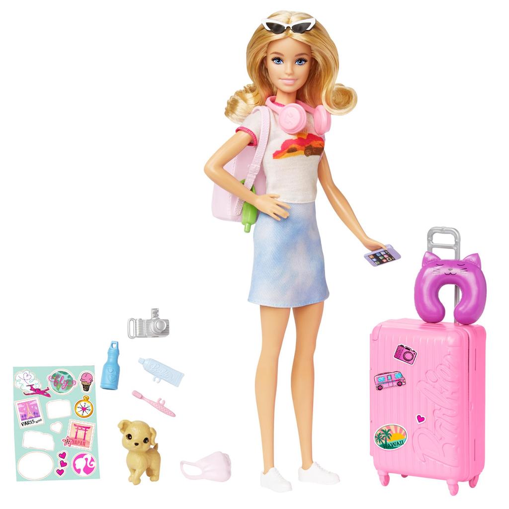 Muñeca Barbie y Moda Rosa Set de Viaje Muñeca para Vestir Casa de Muñecas Juego de Simulación Muñeca Barbie Edades 3 Años en Adelante Rosa HJY18