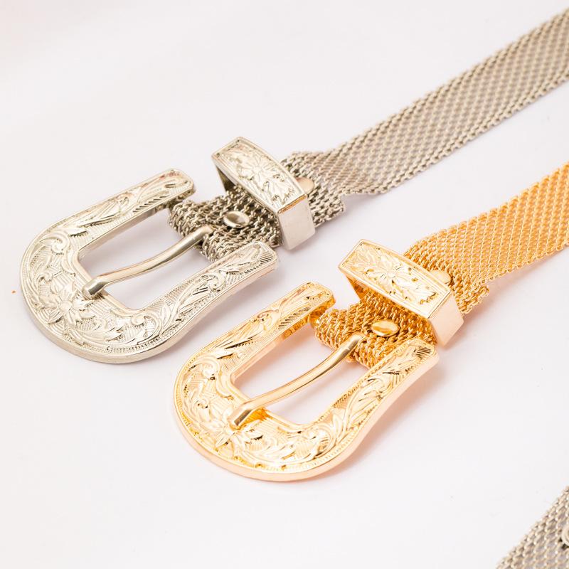 3.3Cm Width Fashion Pin Buckle Belt Thin Ladies Metal Decoration with Skirt Shirt Waist Belt Versatile Chain Waist Chain