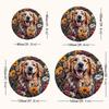 1pc Golden Retriever In Flowers Round Floor Mat - Non-Slip Machine Washable Soft Mat with Vibrant Golden Retriever  Floral Desi