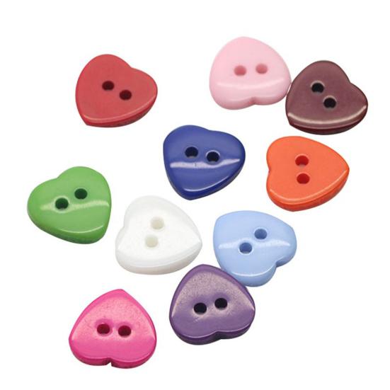 100Pcs Love Heart Shape Buttons DIY Mixed Color Scrapbooking Sewing Accessory