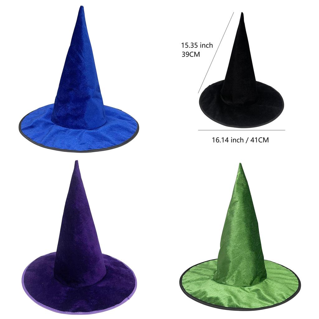 Cappello da Strega di Halloween Accessorio Costume Cosplay con Tessuto Peluche per Decorazioni di Festa