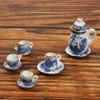 15Pc Small Ceramic Tea Set - Perfect Dollhouse Play Plaything For Kids - Miniature Food Dishes, Cups & Plates - Great Present Idea