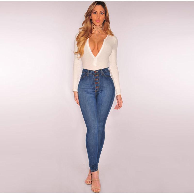 High-waisted Sexy Stretchy Jeans Women's Slimming Denim Cotton Pants Elastic Waist Female Fashion Tightening Smoothing Shaping