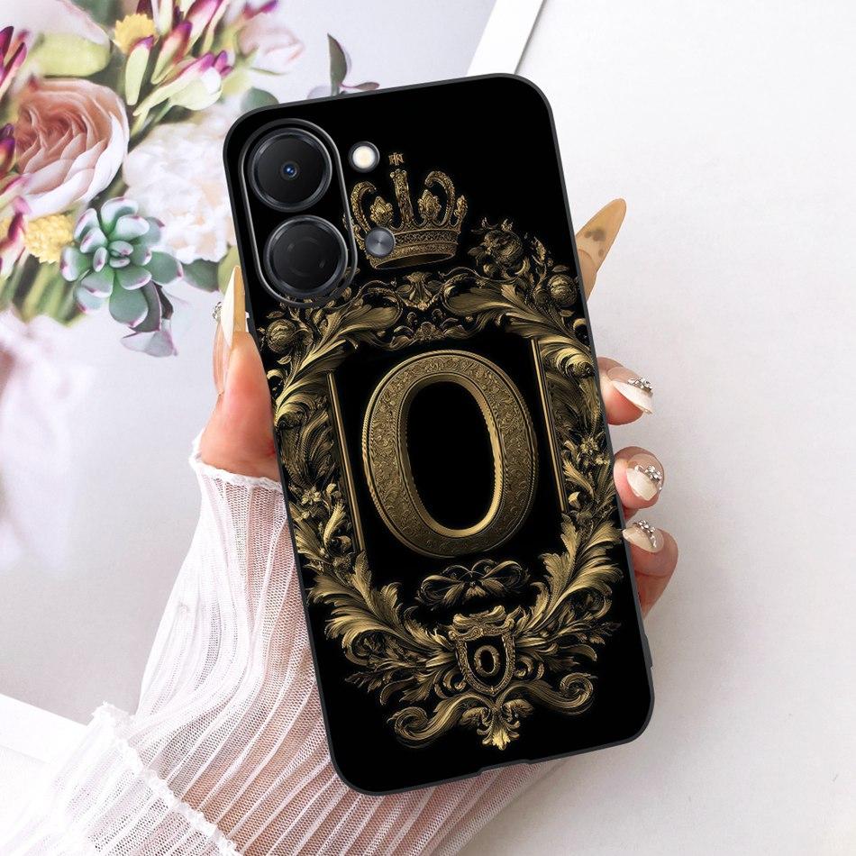 For Tecno Spark Go 3 2026 Royal Crown Initial Letter Couple Phone Case For Tecno Spark Go3 KN3 Black Silicon Soft Covers Bumpers