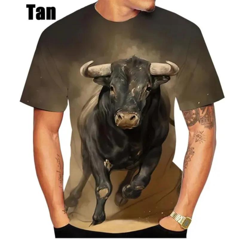 Bull 3DPrinted Casual T-Shirt Personality Cosplay Men's Clothing Fashion Unisex Hip Hop Round Neck Short Sleeve Tops