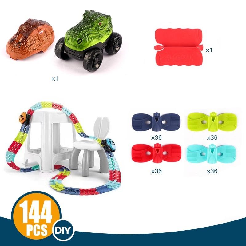 Kids Race Track Toy Car DIY Changeable Speed Tracks Set Electric Slot Train Rail Magic Flexible Railway Birthday Gift for Boys