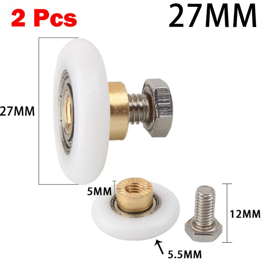 2 rulli per porte scorrevoli in vetro per doccia, pulegge per porte sospese, rulli per mobili scorrevoli per bagno, pulegge eccentriche da 19/23/25/27 mm.