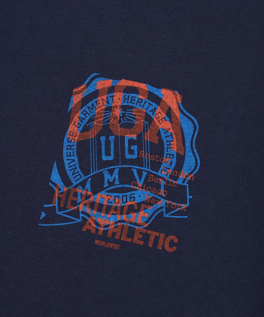 Yunibeoseugameonteu Ug Retro Two-Tone Emblem T-Shirt_Navy