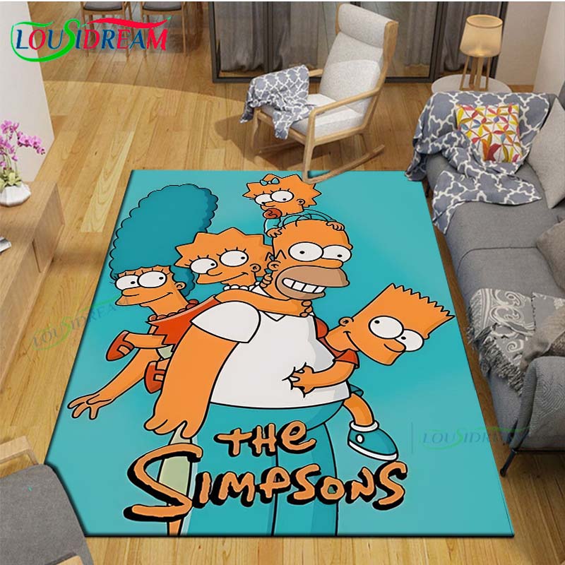 Heißer Cartoon TV-Charakter Bedruckter Teppich Außen Teppich Bereichsteppich Rutschfester Teppich Schlafzimmer Dekor Teppich für Das-A-Simpsons Zimmer Geschenk
